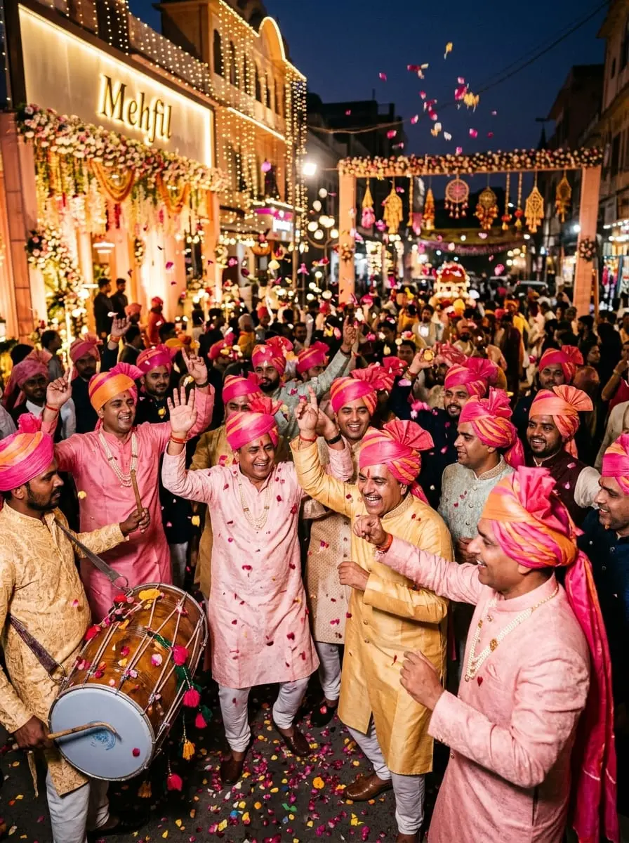 Barati safas tied for wedding guests in the baraat