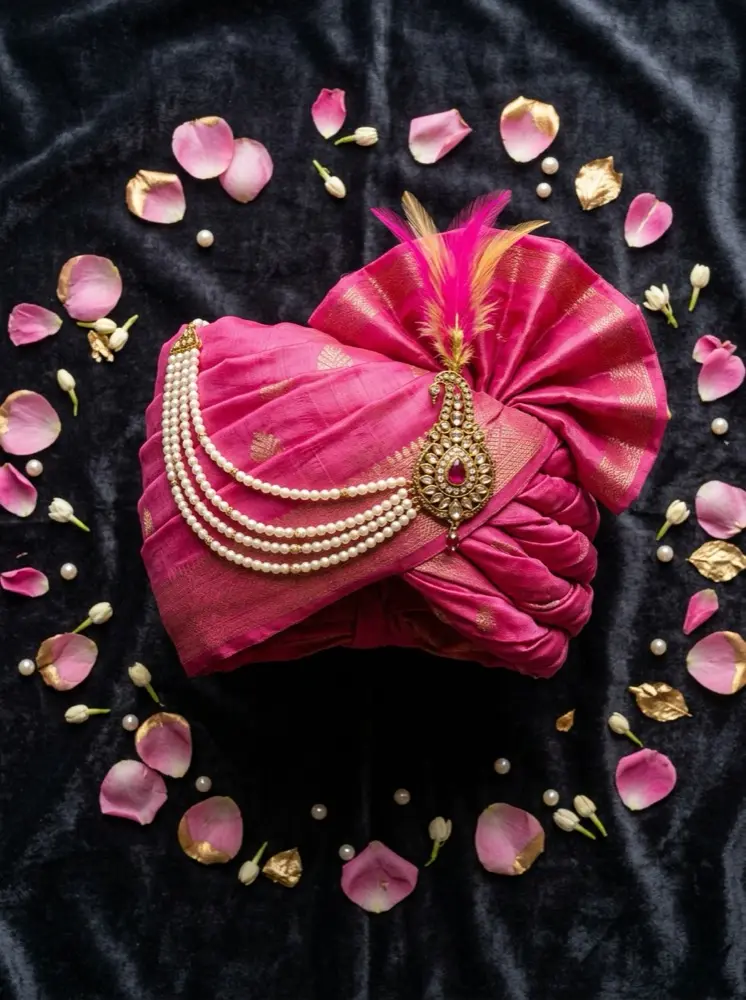 Pink Chanderi silk safa