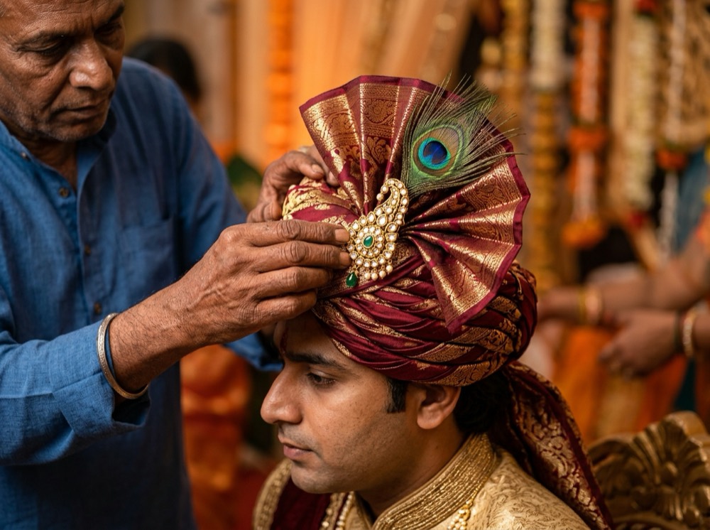 Tying a safa